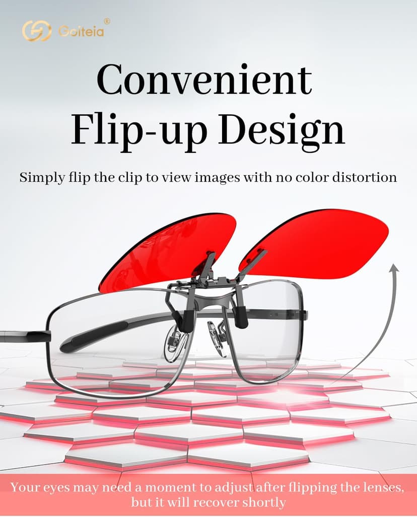 Goiteia Red Clip on Blue Light Blocking Glasses for Sleep-Block Blue & Green Light-Fast and Sound Sleep/Relieve Eye Strain