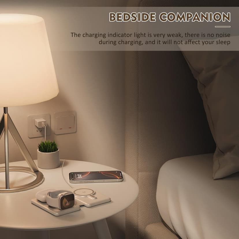 Magnetic Wireless Charger for iPhone: 3 in 1 Travel Charging Station for Apple Devices for iPhone 17 Air 16 15 14 13 12 Pro Max Plus - Foldable Charging Pad for Apple Watch Series & Airpods 4 3 2 Pro