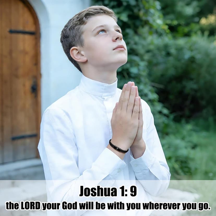 Birthday Philippians Confirmation Baptism Gifts for 9 10 11 13 16 18 21 Years Old Boy, Soccer Baseball Basketball Accessories PEALICIOUS Cross Bracelet for Boys, Joshua Birthday Son Gifts for Teens B0GJ54CQ6W
