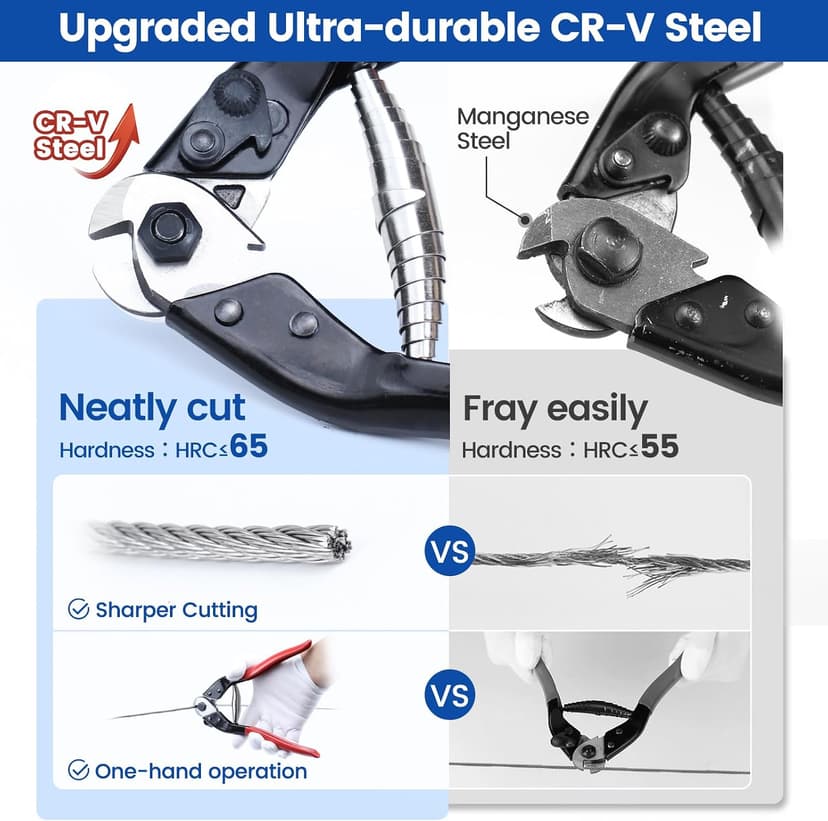 Cut up to 5/32"(4mm) Wire Ropes and Cables, For Cable Railing & Bicycle Brake Repair & Other DIY Projects, Neatly Cutting Muzata Cable Cutter for Cutting up to 5/32" Wire Ropes and Cables CR12 B06XCX2LL7