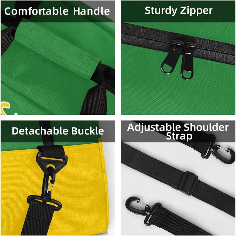 Zestdesign Personalized Cheerleader Bag, Custom Cheer Bag with Name, Customize Gym Sport Duffel Bag for Women, Green Yellow