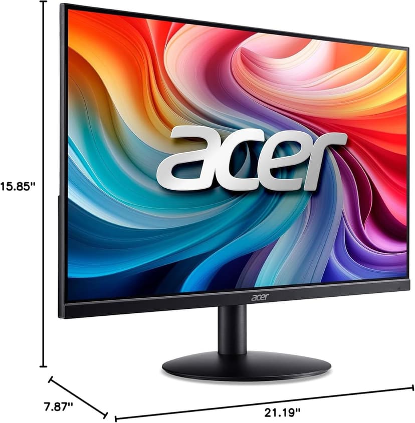 Acer 23.8" Professional Home Office Monitor | Full HD (1920 x 1080) | Ultra-Thin | Zero-Frame | Up to 100Hz Refresh | 4ms (G to G) | Tilt | HDMI & VGA Ports | SB242Y H1bi