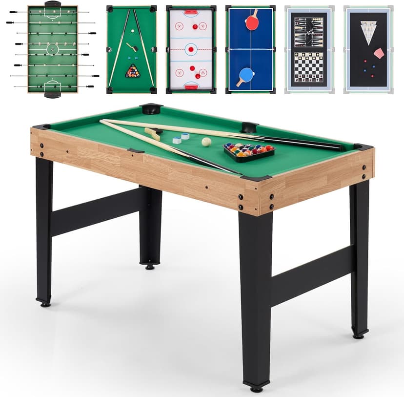 10-in-1 Foosball Table, 48" Combo Game Table - Ping Pong, Air Hockey, Pool, Soccer - All-in-One Game Table with Accessories for Indoor Outdoor Game Rooms and Family Game