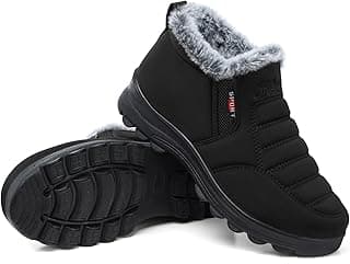 SHIBEVER Womens Snow Boots Ankle Booties Waterproof Winter Boots Synthetic Leather Side Zip Fashion Boots