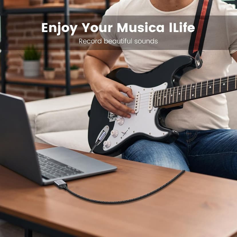 MOSWAG 3.3FT USB to 6.35 Audio Cable, USB to 1/4“ Guitar Cable with Recording Function for Guitar, Bass, Amplifier, Speakers (NOT for Xbox/RockSmith)