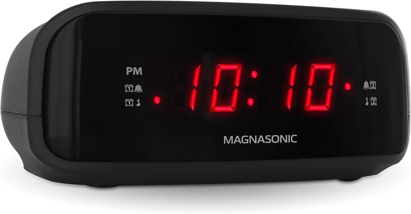 Magnasonic Digital AM/FM Clock Radio with Battery Backup, Dual Alarm, Sleep & Snooze Functions, Display Dimming Option (EAAC200)