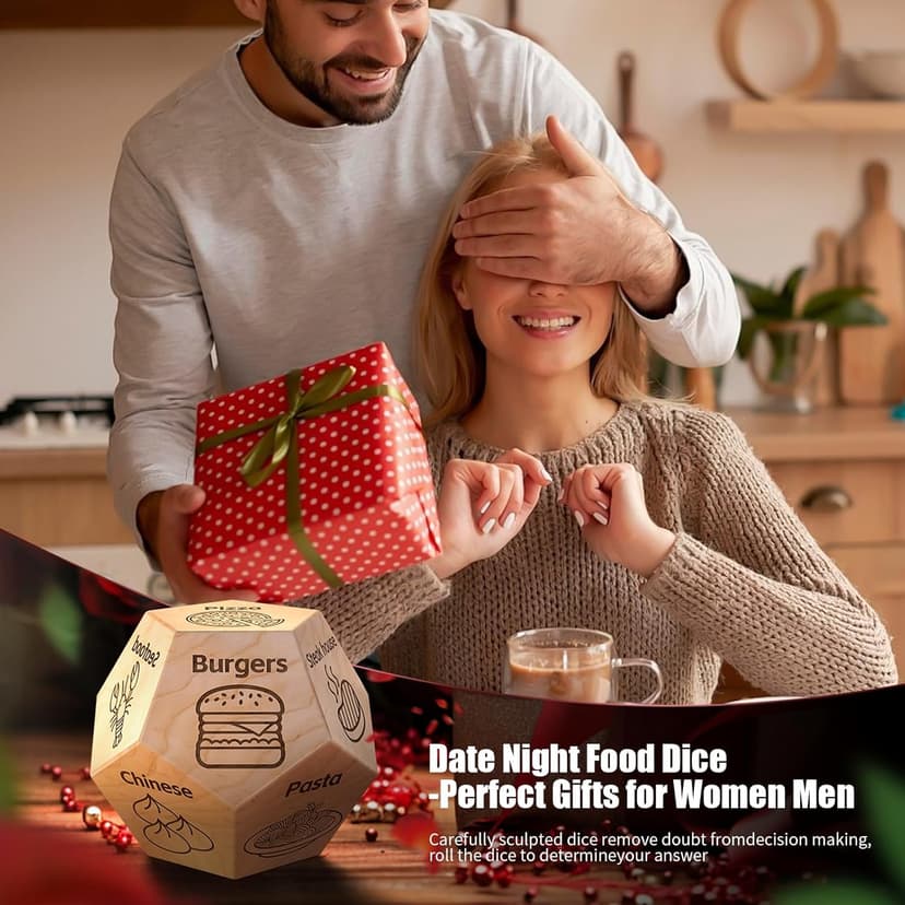 Food Dice Stocking Stuffers for Men Women Kids Adults Date Night Dice Couples Gifts for Him Her Anniversary Christmas Birthday Wedding Gifts for Men Women Him Her Boyfriend Girlfriend Husband