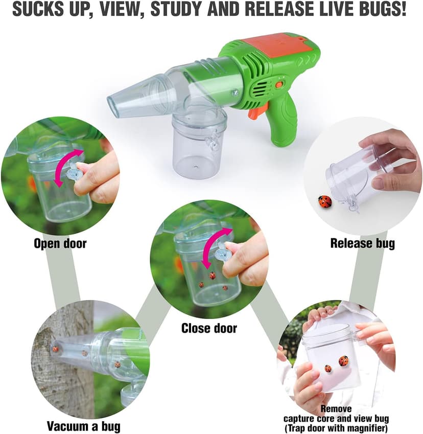 PLAY Bug Vacuum for Kids,Bug Catcher kit for Kids,Eco-Friendly Bug Suction Toy Vacuum with Magnifying Glass Viewing Chamber, for Boys Age 4+