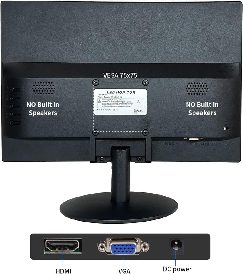 SKitphrati 15.6 Inch Small PC Monitor, FHD VA 1080P Desktop Display with 1920x1080 99% sRGB HDMI VGA Ports, 2 Hole Mounting, LED Monitor for PC, Laptop and Computer, Black