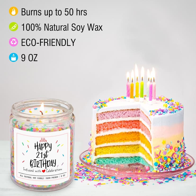Homsolver 21st Birthday Gift for Her, Perfect Ideas Happy Birthday Presents for Women, Friends, Sister, Daughter, Vanilla Cream Scent Handmade Aromatherapy Candle Decorations B0CFTY7LSD