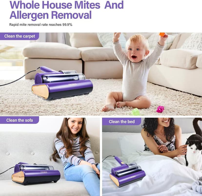Mattress Vacuum Cleaner uv sanitizing, 16kpa Mattress Vacuum Cleaner Powerful Suction, Handheld Couch Cleaner Machine Deep Cleaner for Bed Cleaning, Sheet, Fabric Sofa Vacuuming