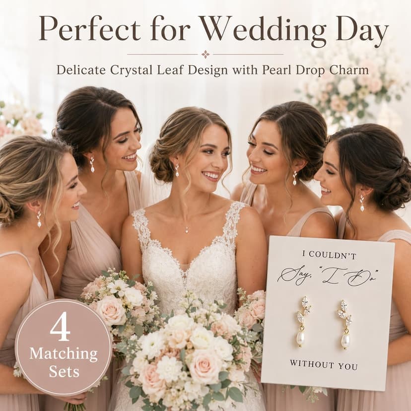 Bridesmaid Earrings Set of 4/6/8, Bridesmaid Proposal Gifts, Gold Knot Pearl Drop Earring with Proposal Cards,Ready to Gift Bridal Party Jewelry for Bridesmaids, Maid of Honor, Wedding Thank You Gift B0GKNZK8N2