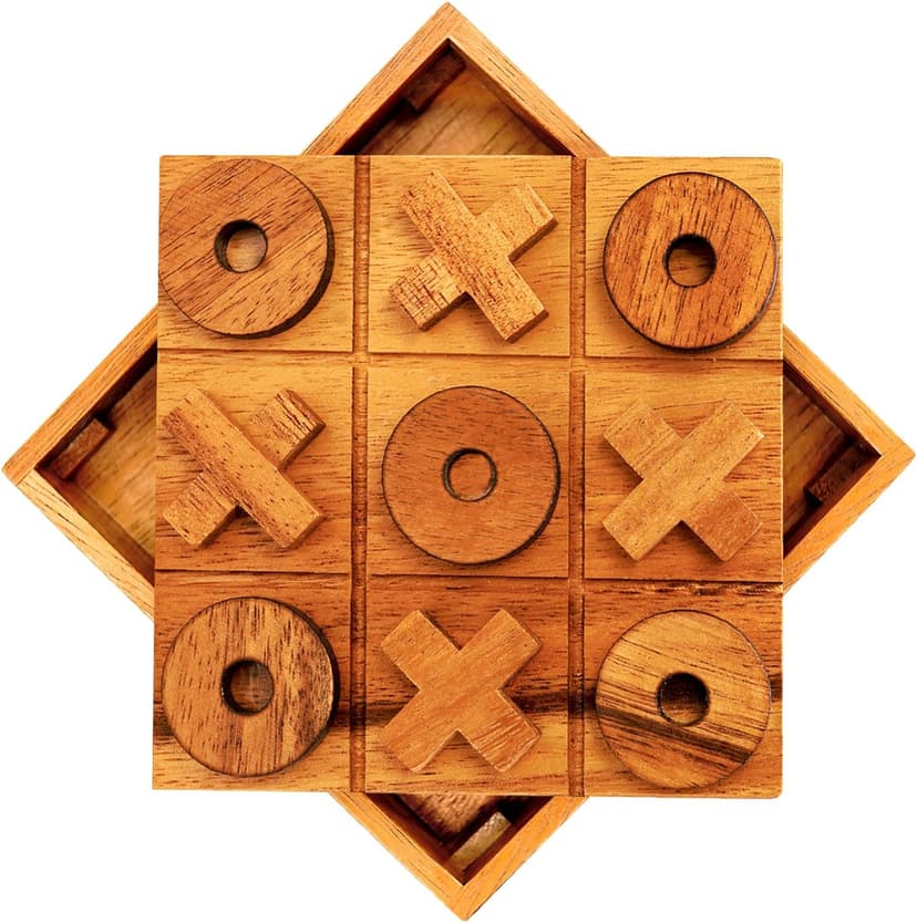 BSIRI Wooden Tic Tac Toe Game - Brain Teaser Puzzles for Adults and Unique Gifts for Kids, Coffee Table Decor Living Room Decor Modern Wood Decor, Classic Board Games for Family (5.5 Inch)