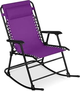 Best Choice Products Outdoor Zero Gravity Rocking Chair, Folding Reclining Patio Lounge Chair with Adjustable Pillow for Lawn, Beach, Camping - Amethyst Purple