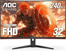 AOC C32G2ZE 32" Curved Frameless Gaming Monitor, Full HD 1920x1080, VA, 0.5ms 240Hz, AMD FreeSync Premium, DP/HDMI/VGA, VESA, 3-3-1 Re-Spawn Program, Xbox PS5 Switch,Black