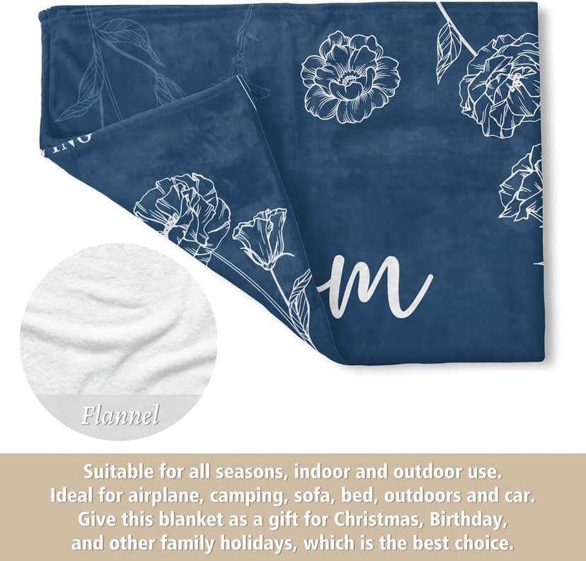 Mom Birthday Gifts, Gifts for Mom Blanket, to My Mother Birthday Gift from Daughter Son, Present for Moms for Christmas 60" x 50", Blue