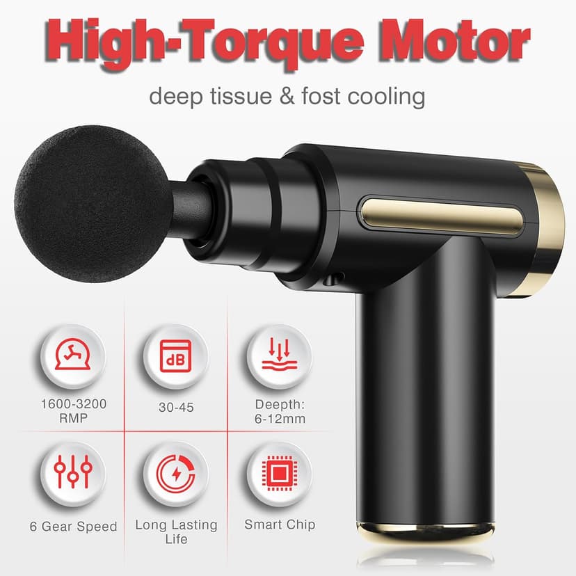 cotsoco Massage Gun Deep Tissue for Pain Relief with 4 Massage Heads & 6 Speeds, Electric Mini Handheld Body Massager for Any Pain Relief, Best Gifts for Men and Mom B0CP3K8G9X