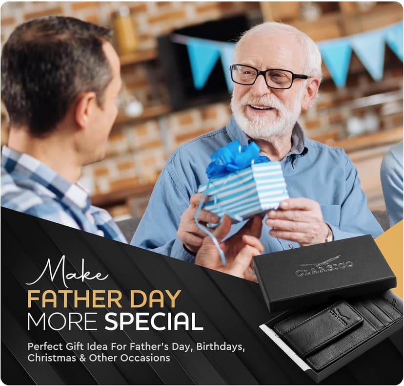 Claasico Money Clip Leather Wallet For Men Slim Front Pocket RFID Blocking with Super Strong Magnetic