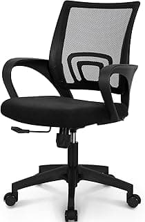 NEO CHAIR Office Desk Computer Chair Ergonomic Mesh Gaming Cushion Seat with Comfy Lumbar Mid Back Support Adjustable Height Swivel Rolling Wheels for Home Task (Mesh Black)