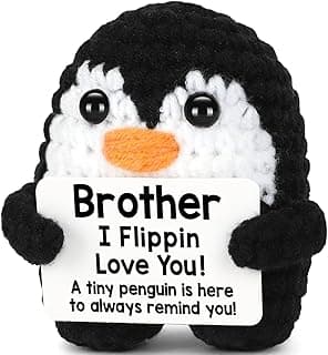 Mini Funny Brother Gifts from Sister Brother, Handmade Crochet Mini Penguin Birthday Gifts for Brother Boy Friend, I Love You Brother for Birthday Graduation Christmas Emotional Present
