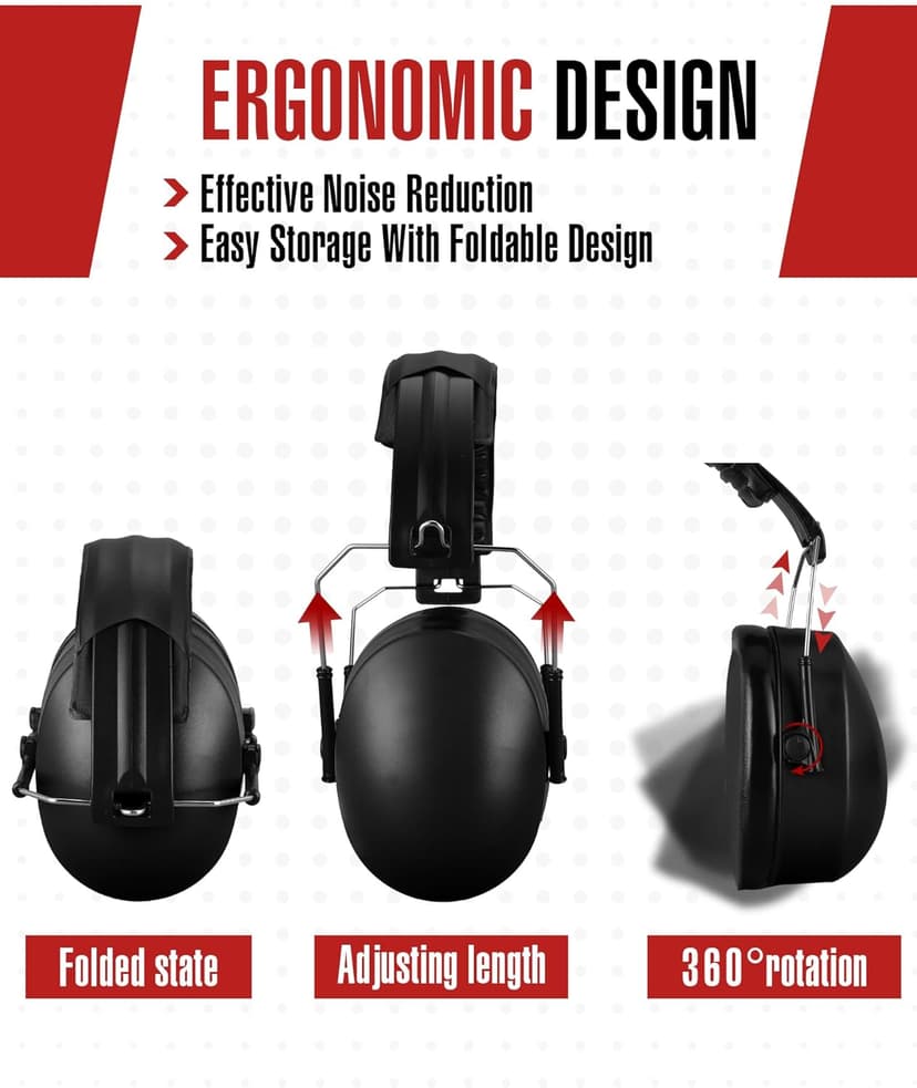 Copkim 12 Pcs Hearing Protection Ear Muffs NRR 28dB Noise Reduction Headphones Shooting Ear Protection Earmuffs(Black)