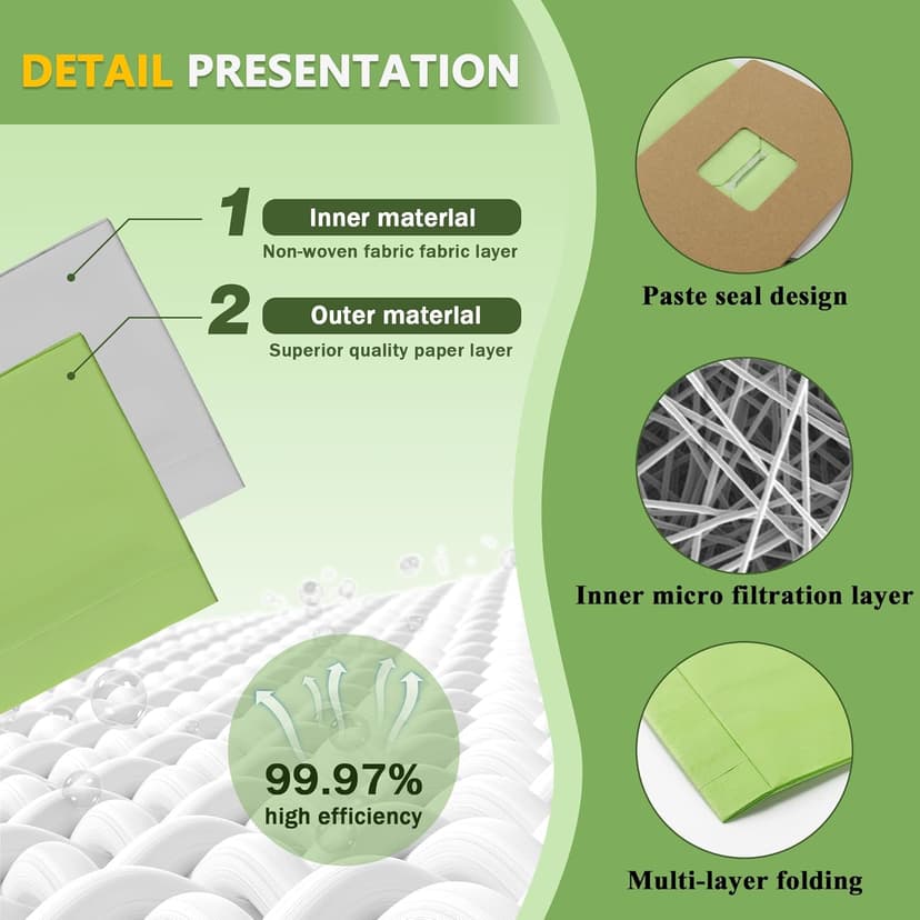 PKBB12DW Type BB Compact Canister Vacuum Bags Replacement for Oreck XL Buster B Canister Handheld Vacuum Cleaner BB180 BB280 BB850 BB870 BB900 BB1000 MV160 CC1600, 10 Pack