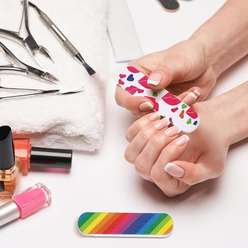 Colorful Emery Boards for Manicure Pedicure, Travel Size, Professional Salon Filing Tool, Disposable Fingernail Shaping Sumind 100 Pack Mini Nail Files Double Sided Bulk,2.36 x 0.59 x 0.16 Inch B086YF7PZP