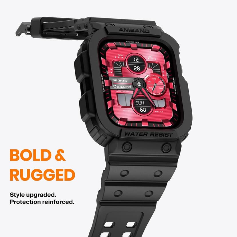 amBand E1 Rugged Band & Case for Apple Watch – Compatible with Series 1–11, SE3/SE2/SE – and Ultra 3/2/1, Lightweight Shockproof Design