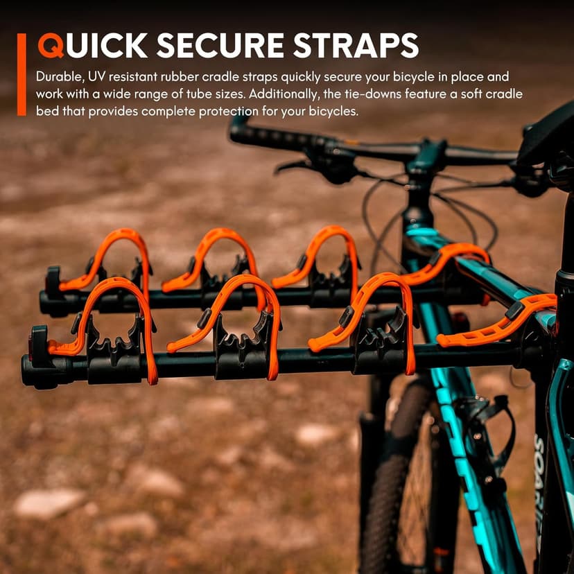 Bike Rack for Car, SUV, RV, Mount Hitch Bike Back 4, Up to 143 lbs Load Bicycle Rack Carrier Rubber Straps, Tilt Release with 2" Hitch for Cars (4BIKES)