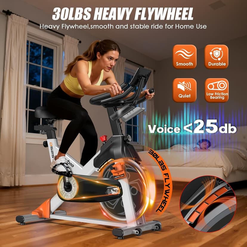 POOBOO Magnetic Exercise Bike, Quiet Stationary Bike with App and 350lbs Weight Capacity, Indoor Cycling Bike with LCD Monitor and Tablet Holder, Heavy Duty Workout Bike for Home Gym Weight Loss Fitness Bike, Adjustable Magnetic Resistance Silent Belt Driver,