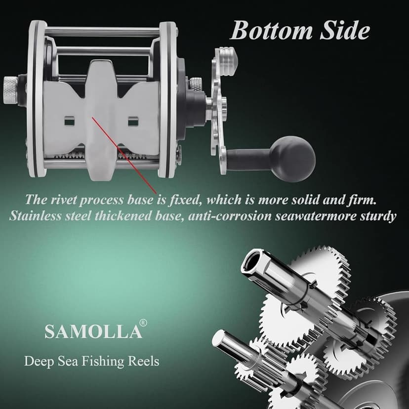 SAMOLLA Deep Sea Fishing Reels 44-66Lb Max Drag for Saltwater or Freshwater Ocean Conventional Reel Saltwater Fishing Reel for Tuna Sailfish Swordfish