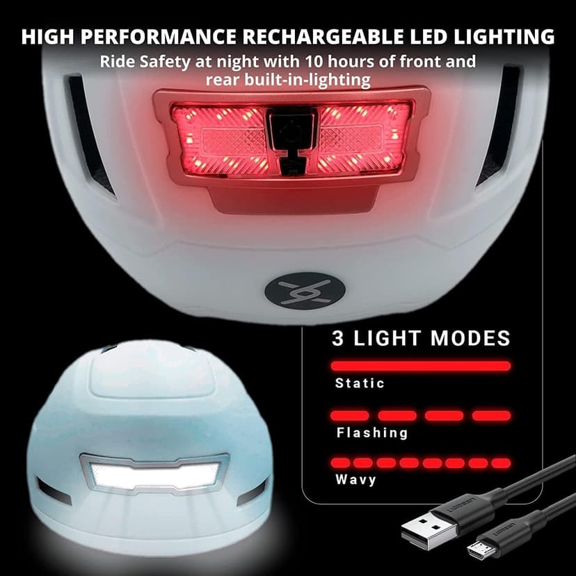 XNITO Bike Helmet with LED Lights - Urban Bicycle Helmet for Adults, Men & Women - CPSC & NTA-8776 Dual Certified - Class 3 E-Bikes, Scooters, Onewheel, Commuter, Mountain