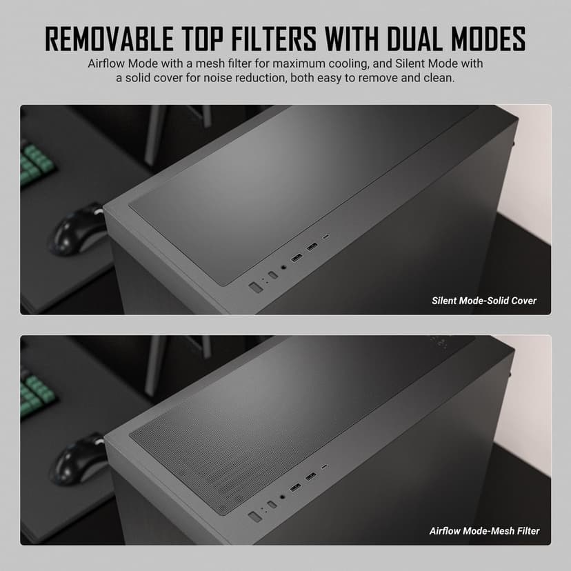 Antec P7 S, 4 x 120mm PWM Fans Included, Dual Side Front Mesh Intake, 360mm Top Radiator Support, Type-C 3.2 Gen 2, Sound-Dampening Side Panels, Mid-Tower ATX PC Case