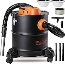 BACOENG Ash Vacuum for Pellet Stoves, Fireplace Ash Vac 5.2 Gallon 1200w with Double Stage Filtration System, Ash Vacuum Cleaner for Fireplaces, Wood Stove, Pellet Grill