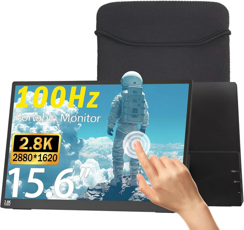 Viyivwine Portable Monitor Touchscreen 15.6" 2.8K Laptop Screen Extender 2880x1620,100Hz,100％sRGB,w/45° Adjustable Stand,mini HDMI USB-C Computer Display for Laptop PC Phone Mac
