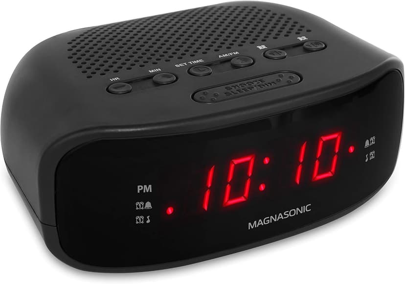 Magnasonic Digital AM/FM Clock Radio with Battery Backup, Dual Alarm, Sleep & Snooze Functions, Display Dimming Option (EAAC200)