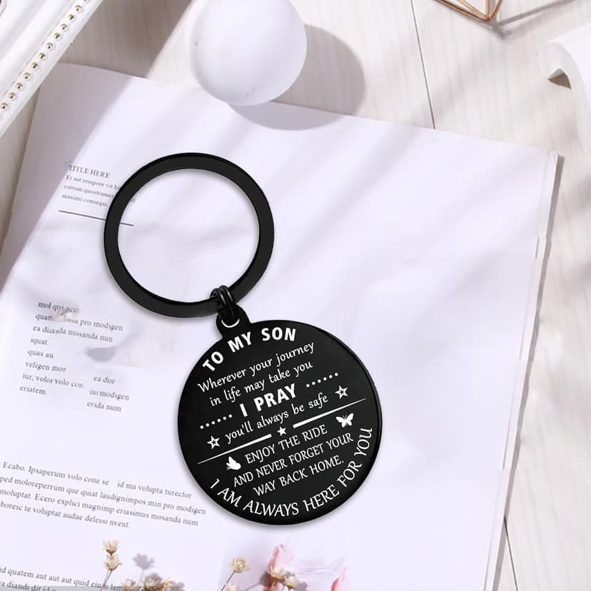 ENGZHI Son Keychain, Son Gifts for Teen Boys, Adult Son Gradution 2025 Present for Birthday Fathers Day Valentines