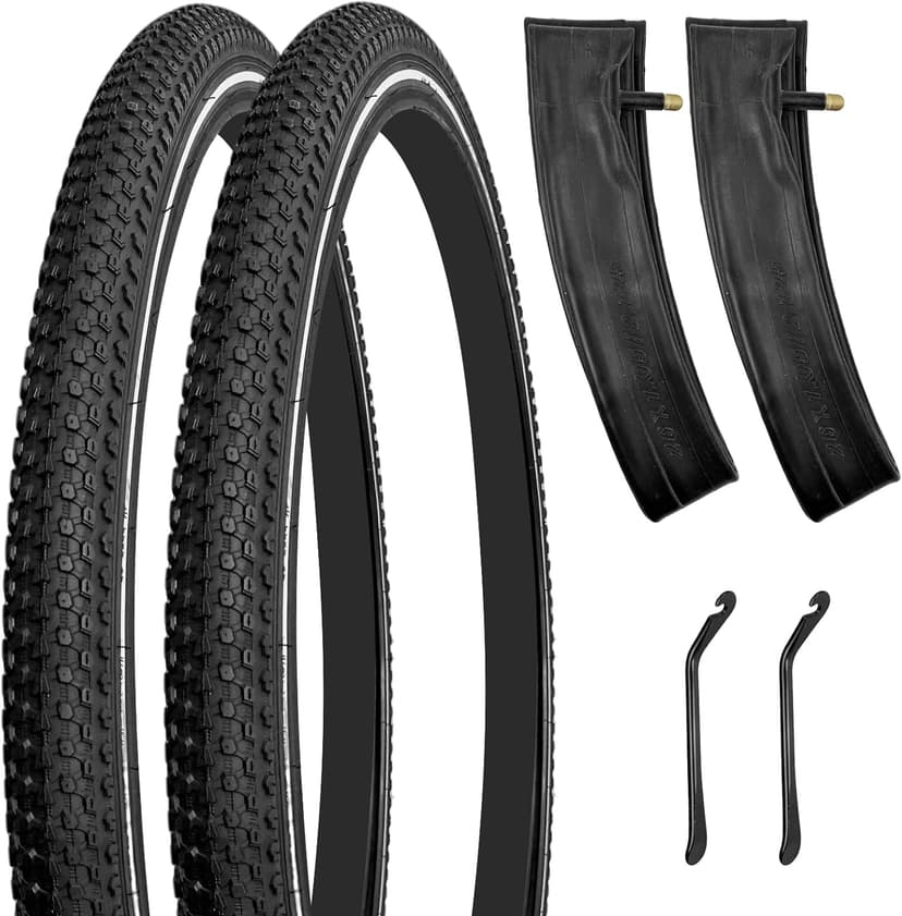 2 Pack Bike Tire Set Thicken Wear-Resistant 26x1.95/2.125 Bicycle Tires with 2 Inner Tubes 26 Inch Bicycle Tires for Mountain,Commuter,Touring Bike