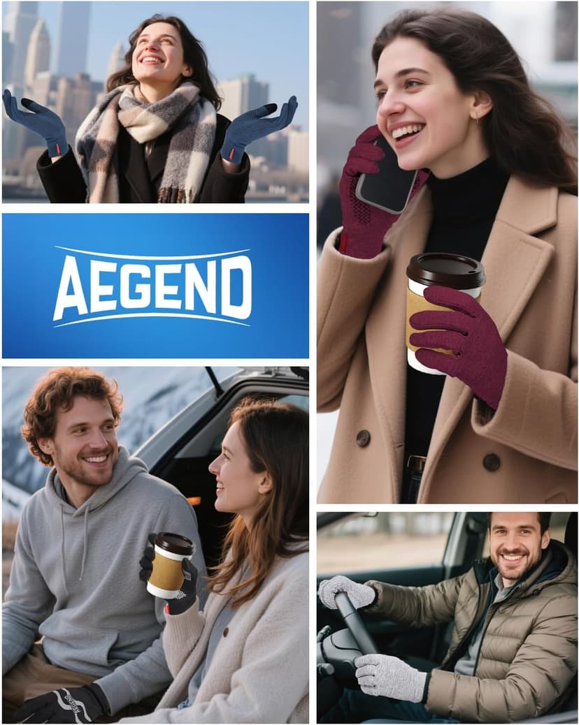 Aegend Lightweight Winter Gloves for Men Women, Warm Running Gloves Touchscreen Thermal Glove Liners for Cold Weather Driving, Cycling & Hiking, Non-Slip, Elastic Cuff, Stretchy, Durable