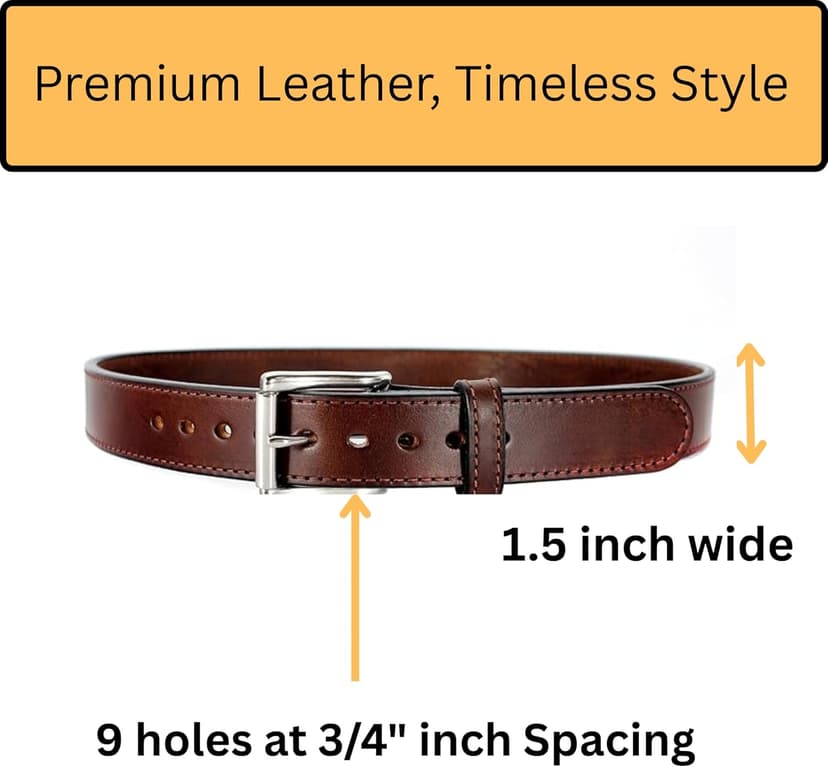 Daltech Force Steel Core Reinforced Leather Gun Belt - Thick Gun Belts for Concealed Carry CCW