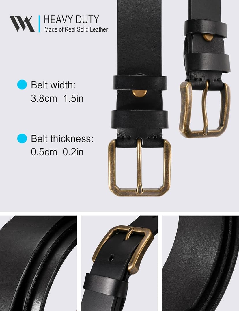 WOLFANT Thicken Full Grain Heavy Duty Casual Work Belts for Men,100% Italian Real Solid Leather