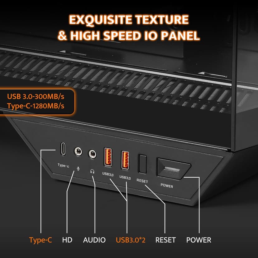 darkFlash Full-Tower ATX Gaming PC Case, Vertical GPU Mounting, Back Plug-in Motherboard, Dual-Chamber, Panoramic Glass, Up to 2 x 360mm Radiators, RTX 40 Compatible(DY470) (1 PWM ARGB Fans, Black)