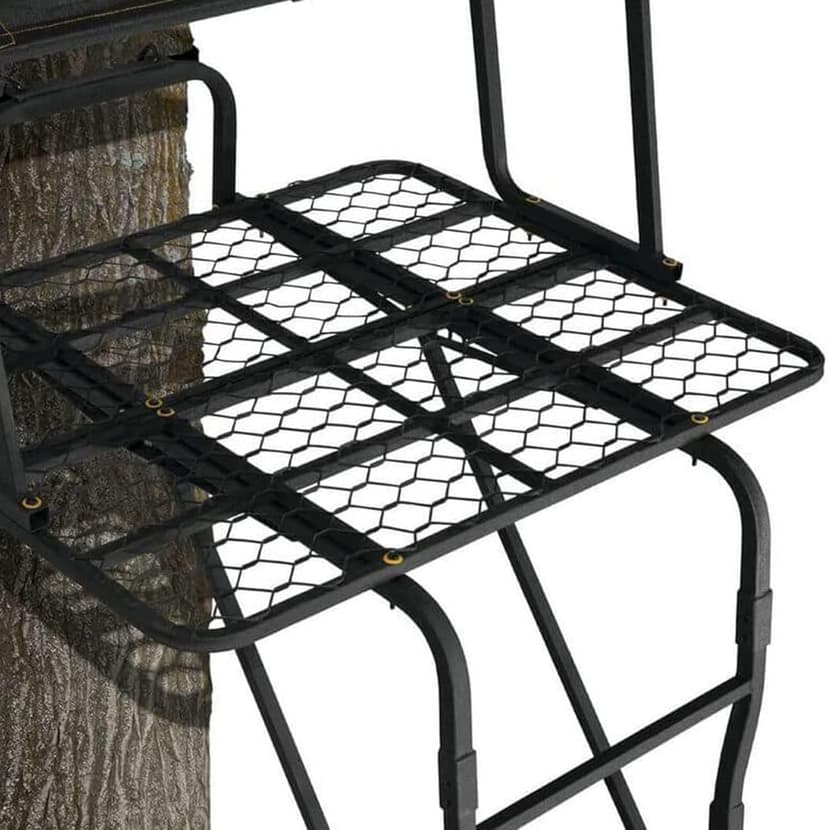 Muddy 2-Person Ladder Tree Stand for Deer Hunting, The Partner, 17' Tall, Black - Adjustable Climbing Treestand with Platform, Straps and Safety Harness for Shooting