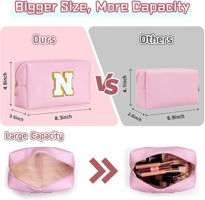 TOPEAST Gifts for Friends Female Mom, Cute Makeup Bag Small Pink Cosmetic Bag Travel Toiletry Bag, Personalized Birthday Gift for Women Girl, Preppy Travel Stuff for Girls (Pink C)