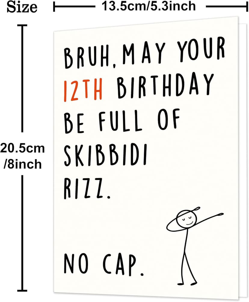 12 Year Old Birthday Gifts & Decorations for Boys Girls Nephew Niece with Gen Z Slang Meme-Inspired Design IDU 12th Birthday Card for Boys Girls Son Daughter B0GKY1X1JJ