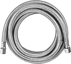 UPGRADE Ice Maker Water Connector Line by Beaquicy - 6 FT (72-Inch) Stainless Steel Braided Hoses with 1/4-in Compression x 1/4-in Compression