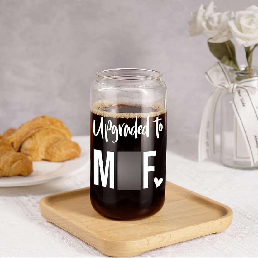Fairy's Gift New Mom 16 oz Glass Cup with Lid Straw, Funny New Mom Gifts for Women, Christmas Birthday, Postpartum, Pregnancy Gifts for Expecting Mommy, Pregnant Women, Mother to Be, First Time Mommy
