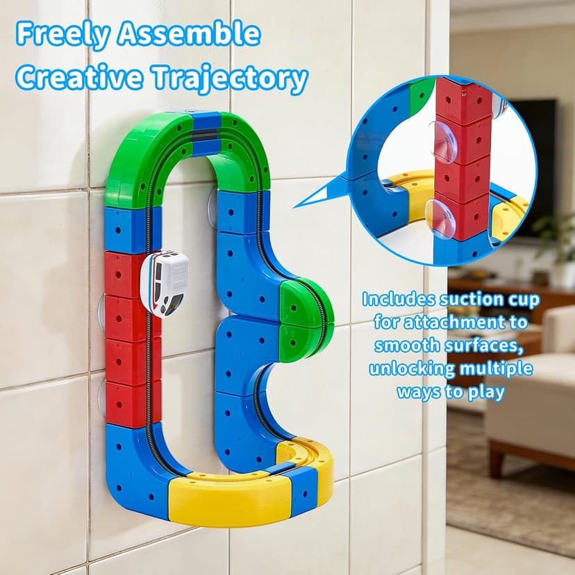 Electric Train Set for Kids, 81 Pcs Building Toy Train Track Gravity-Defying 3D Embedded Layouts & Motorized Car,STEM Gifts for Boys and Girls Ages 4-6 5-7 6-8
