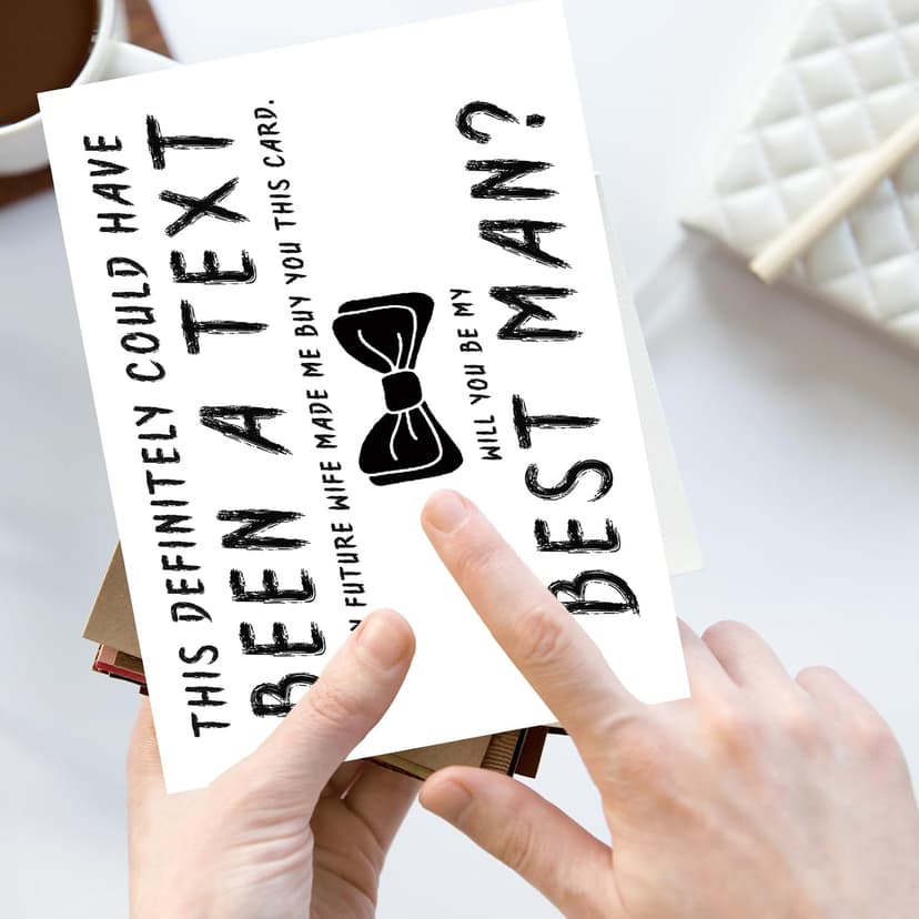 Blank Inside,8 x 5.3 Inches, Recycled 300gsm Linen Cardstock, Sturdy Envelope,Wedding Invitation Card for Groomsman YiKaLus Will You Be My Best Man Card,Best Man Proposal Card for Groomsman B0C98Y945W