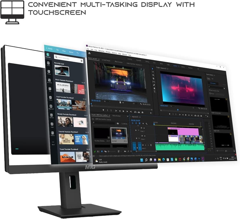 Gaming All in one PC 24 Inch FHD Touchscreen, MTG Yama, Intel Core i5 10th Gen, 16GB RAM, 240GB NVME / 1TB SSD, AMD RX 550 4GB DDR5 Graphics, Webcam, RGB Combo, Windows 11 Home